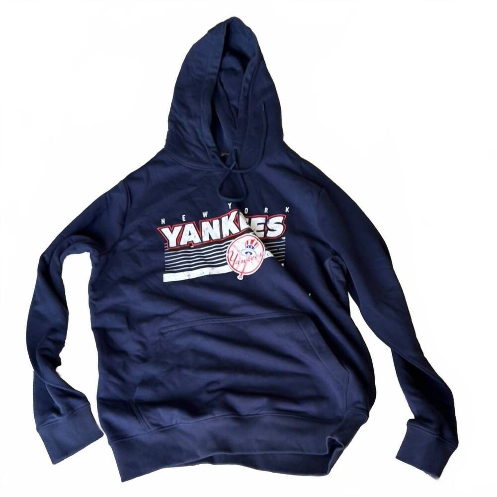 NEW LEVELWEAR boy's new york yankees tailor made fleece pullover hoodie in blue